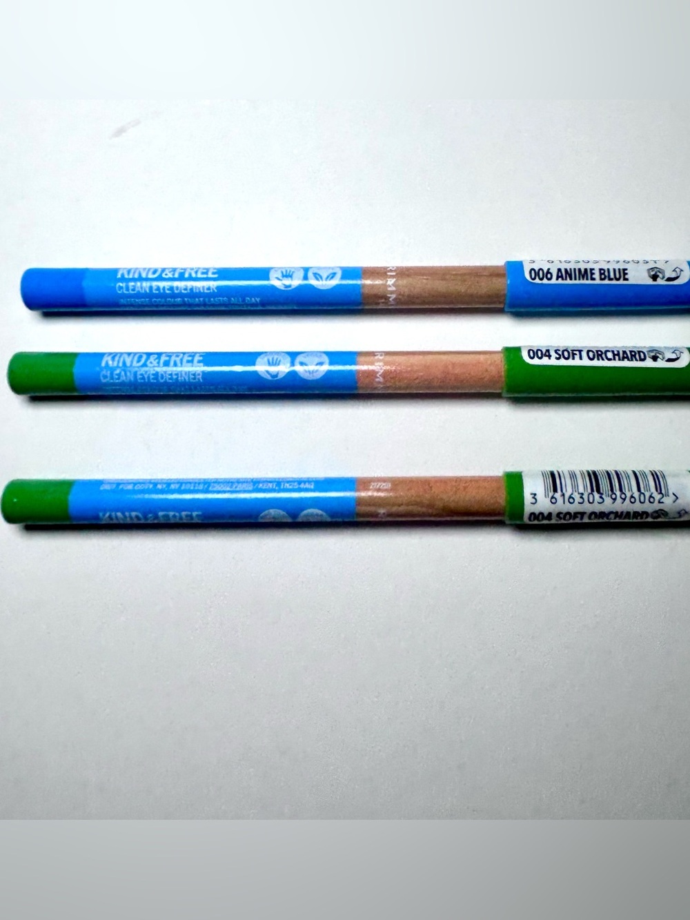 Lot Of 3 Rimmel London Kind & Free 1 Anime Blue & 2 Soft Orchard Eye Definers
